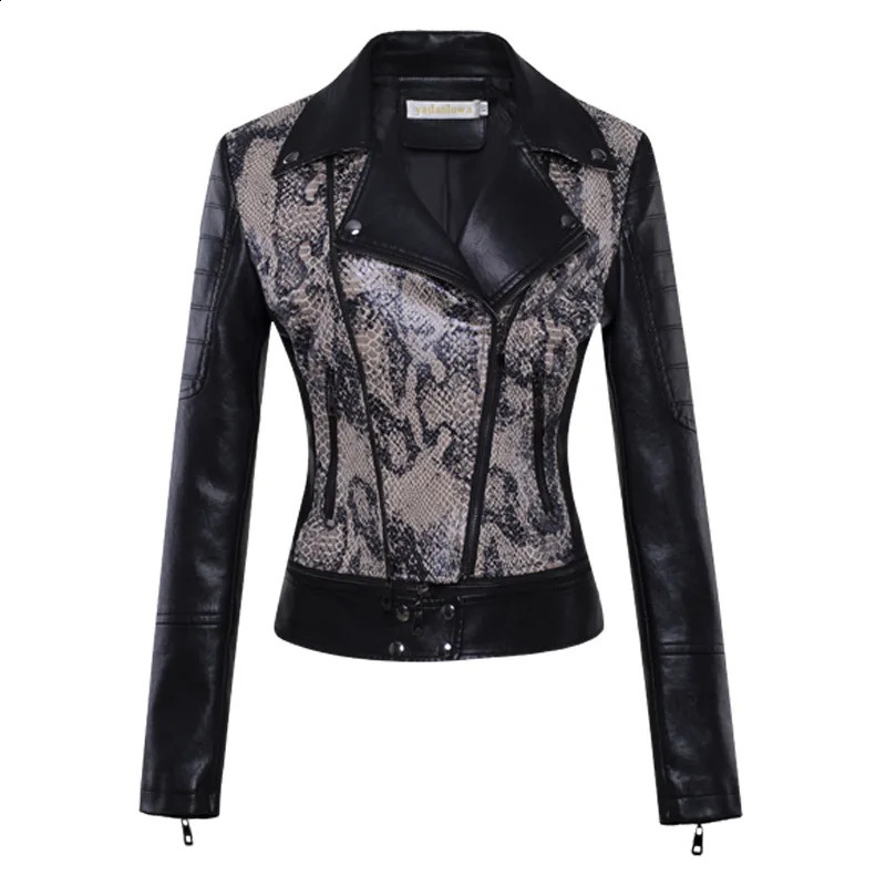 Motorcycle Leather Jacket with Zipper for Women Moto Biker Coat Blue Black Khaki Clothes Autumn 2024 240813