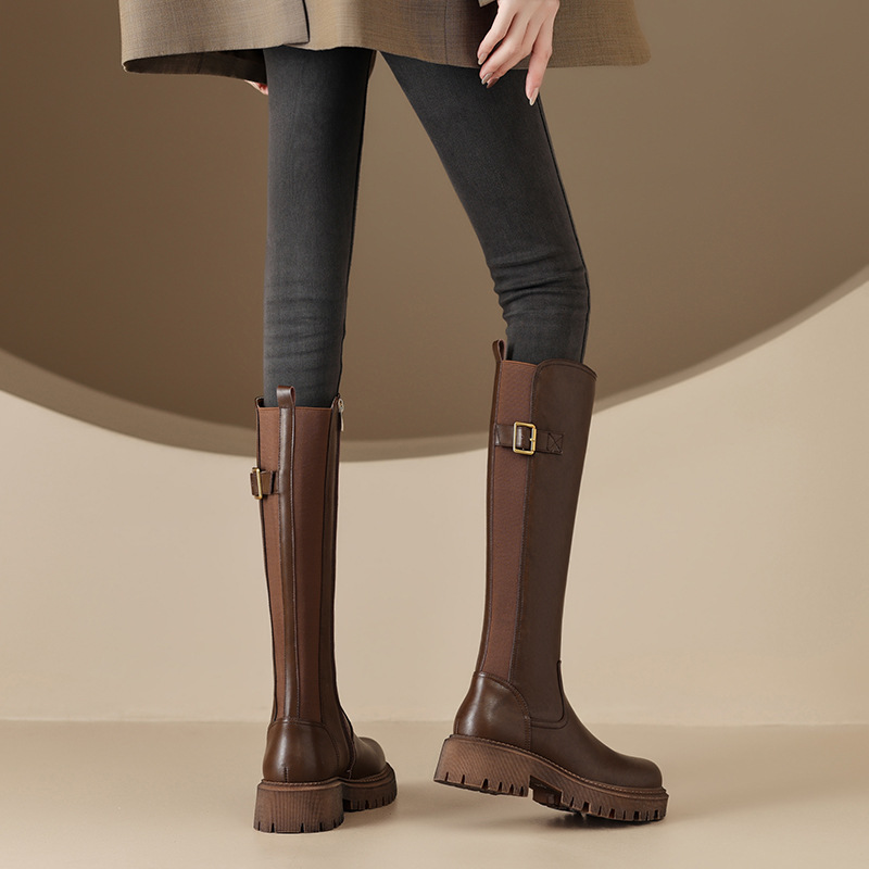 Women Boots Knee Boots Round Toe Thick Sole Simple Style Fashion Shoes Free shipping