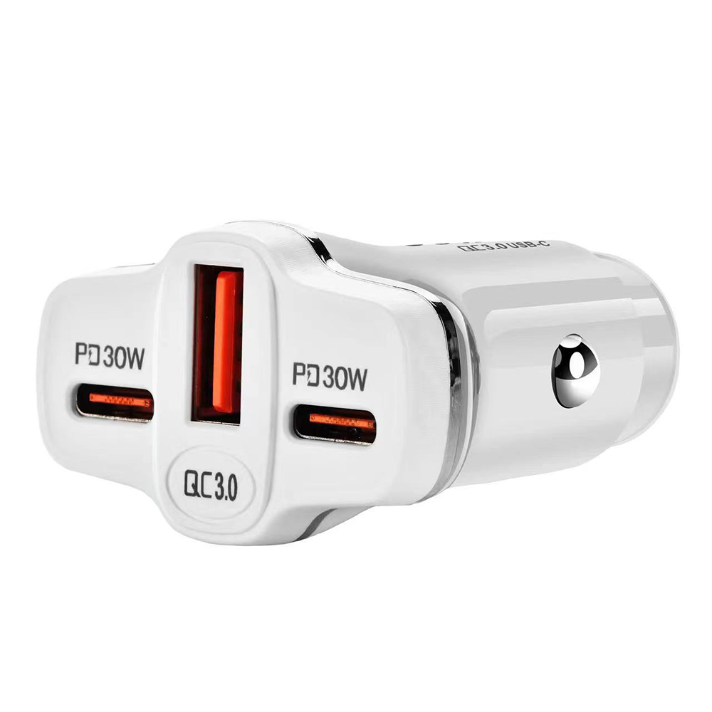 60W USB C Car Charger Dual C Cigarette Lighter Super Fast Car Charger Adapter PD30W+PD30W Car Phone Charger