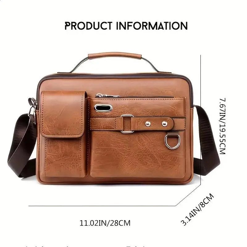 Vintage Crossbody Messenger Bag Large Capacity Shoulder Casual Business Handbag Satchel Purse 240723