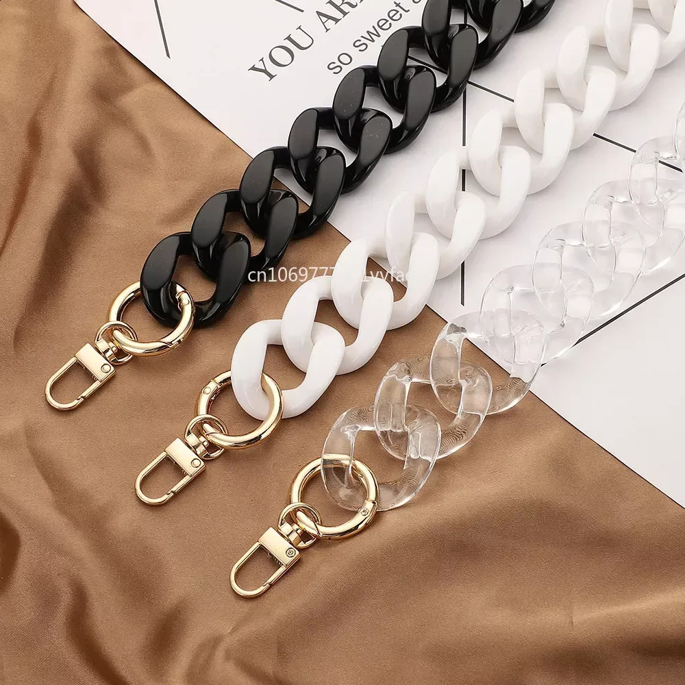 Large Flat Chain Strap Acrylic Clear Chain Handbag Strap Replacement Purse Clutches Handles for Handbags DIY Crafts 240725