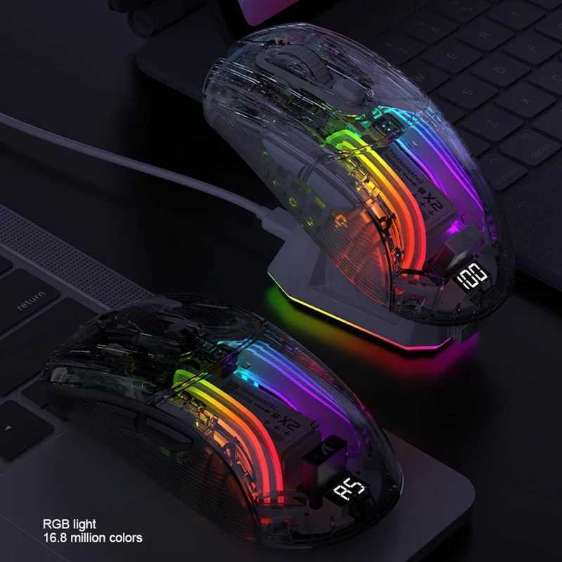 Attack Shark X2 Pro Magnetic Charging Bluetooth Mouse Tri-Mode RGB Lights Transparent Battery Indicator Computer PhoneM240725