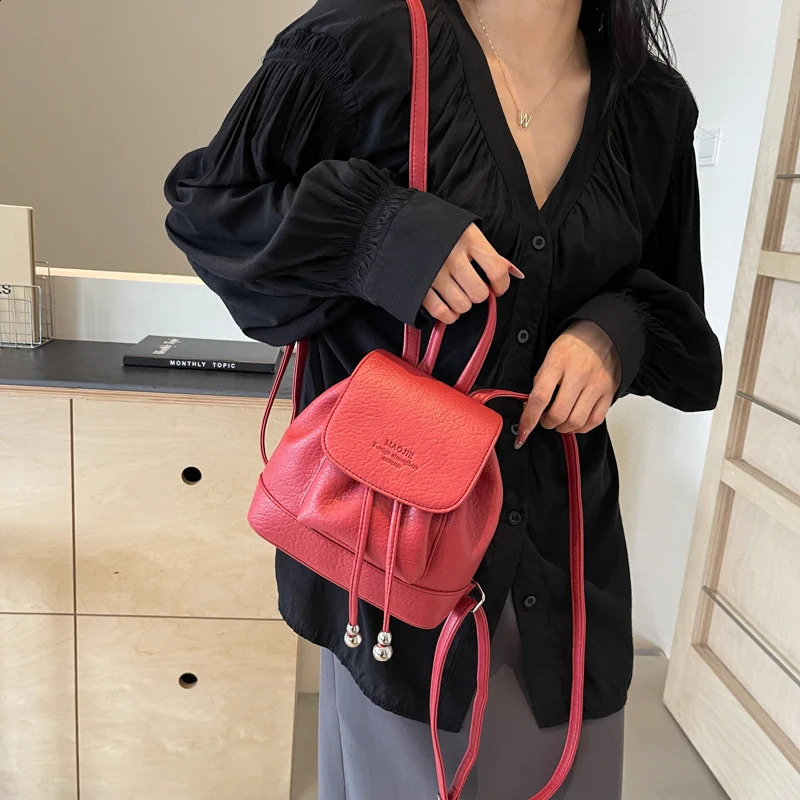 LEFTSIDE Candy Color Womens Cute Small Pu Leather Backpacks Y2K Korean Fashion Solid Color Backpack Lady Travel Back Packs 240725