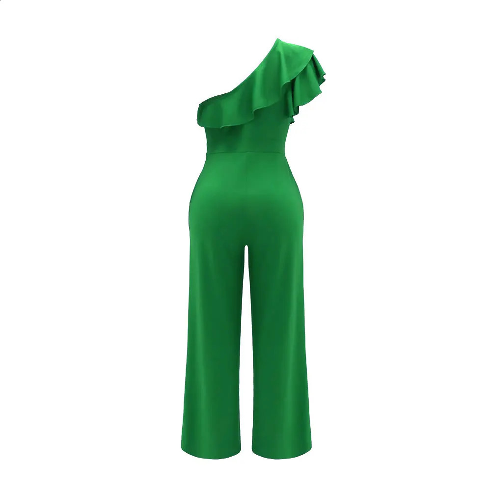Ruffle One Shoulder Jumpsuit Elegant Solid jumpsuit For Spring Summer womens Clothing 240725