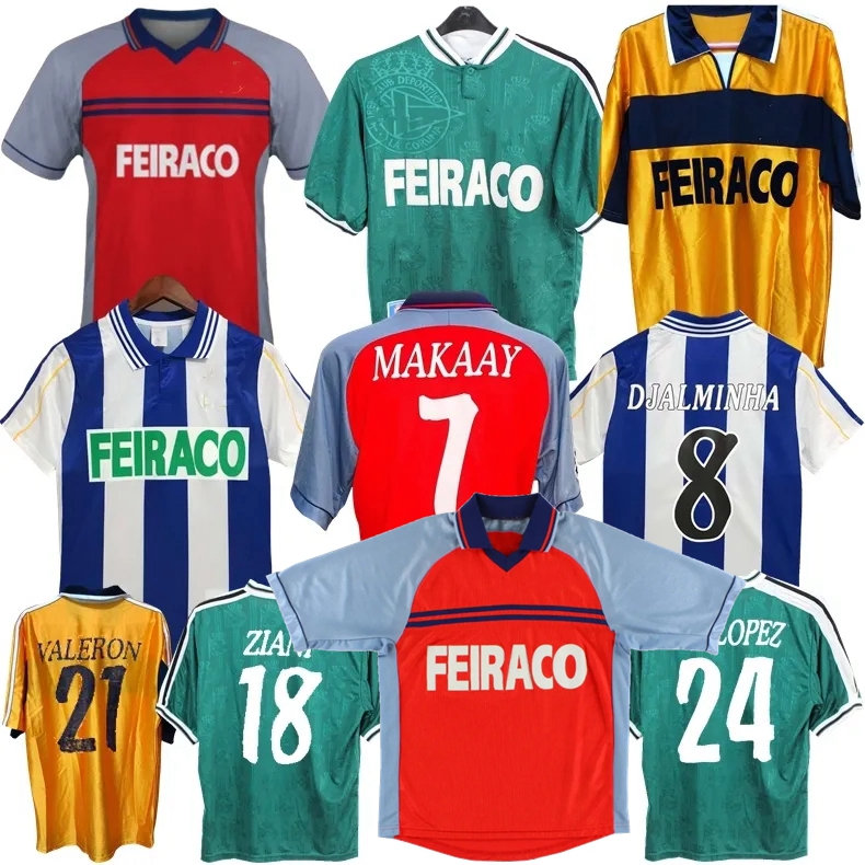 Retro 1999 2000 Deportivo de La Soccer Jerseys MAURO SILVA MAKAAY DJALMINHA TRISTAN VALERON HELDER ZIANI Coruna classic 99 00 football shirt