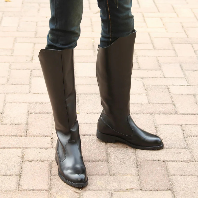 ZERO MORE Boots Men British Motorcycle Riding Equestrian Mens Boots Knee High Casual Zipper Cowboy 240719