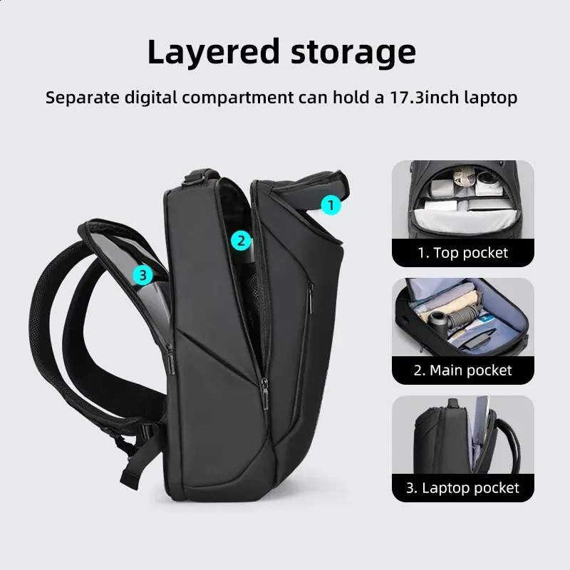 MARK RYDEN Mens Business Backpack Waterproof Travel Laptop with USB Charging Suitable for 17 inch Laptops and Technical Devices 240913 addd 4