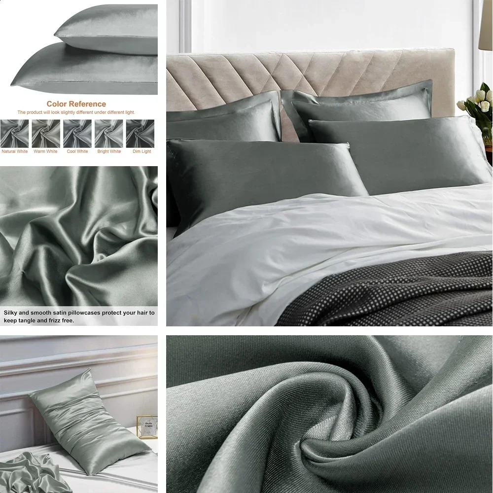 Set of 2/4pc Silky Stain Pillowcase Silky Pillowcase Natural Silk Pillowcase Standard Queen Size Mulberry Silk Pillow Case 240725