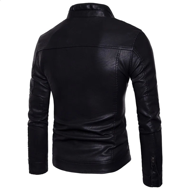 Arrived 2024 Mens Fashion Leather Jacket Slim Fit Stand Collar PU Jacket Male Motorcycle Lapel Diagonal Zipper Jackets Men 240814