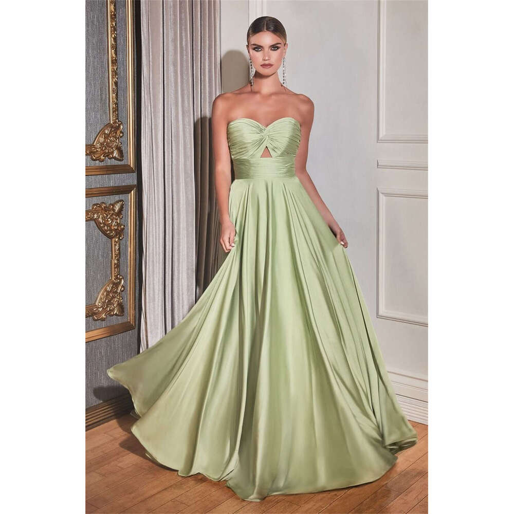 Satin Sweetheart Bridesmaid Dress For Wedding Pleated Corset Sleeveless Formal Evening Backless A-E Long Prom Gowns 0213