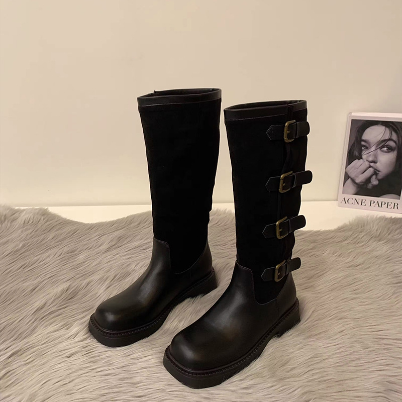 Knee Boots for Women Vintage Style Belt Design | Free Shipping