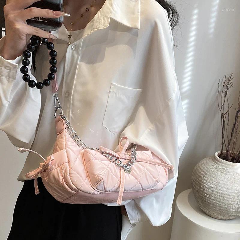 2025 NEW Drawstring Cute Bow Tie Design Underarm Bags For Women Y2K Korean Fashion Handbags And Purses Pu Leather Shoulder Bag zhanyishengli