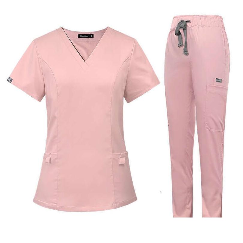 Womens Two Piece Pants Scrubs For Women Uniform Zip Up Figs Set New Arrival Product Non-Ironing Show Thinness Long Versatile Printing Dhfsz