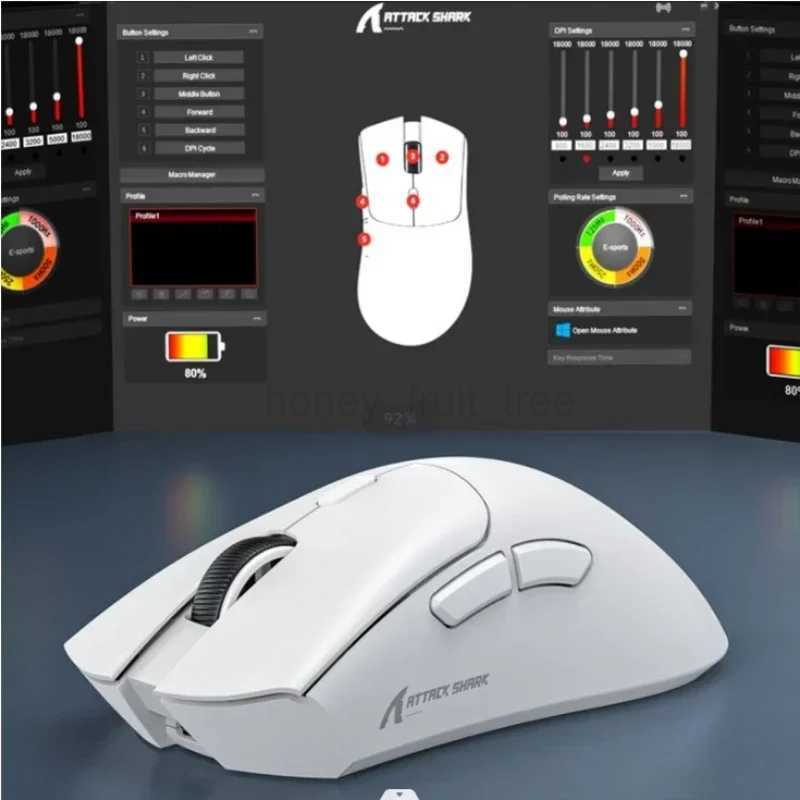 Attack Shark R1 Gaming Mouse with adjustable DPI wireless or wired connection modes lightweight mice ergonomic designM240725