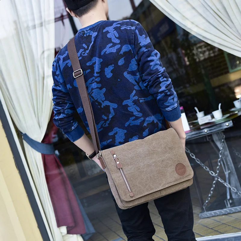 Men Bags Male Canvas Shoulder Unisex Crossbody Messenger Large Retro Satchels for Travel Envelope Briefcase 240723