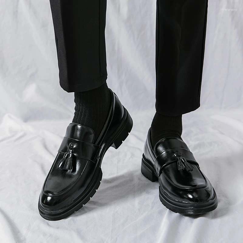 Dress Shoes Men's Black Spring Summer Business Men Casual Banquet Leather Brown Tassel Loafers Odor Prevention