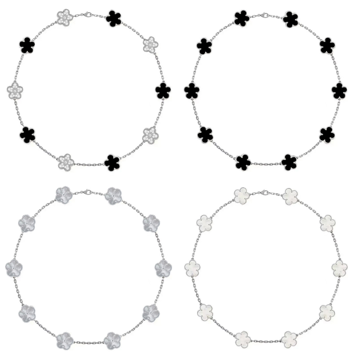 10 flowers clover necklace jewlery designer for women designer necklace 18K gold silver plated chains diamond pendant necklace sailormoon designer jewlrey gift