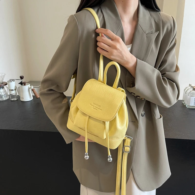 LEFTSIDE Candy Color Womens Cute Small Pu Leather Backpacks Y2K Korean Fashion Solid Color Backpack Lady Travel Back Packs 240725