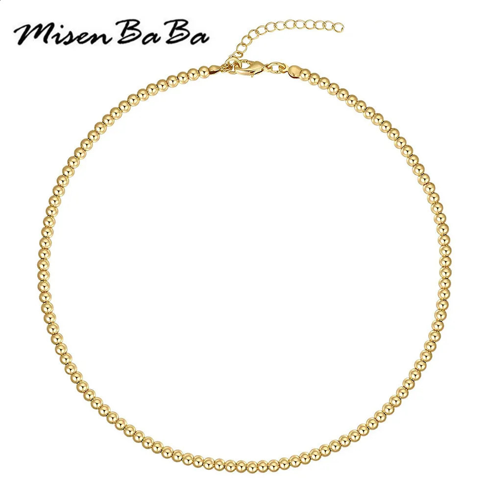 MisenBaBa Gold Color Stainless Steel Handmade Threaded Bead Necklaces For Women Men DIY Beads Choker Necklace Trendy Jewelry 240715