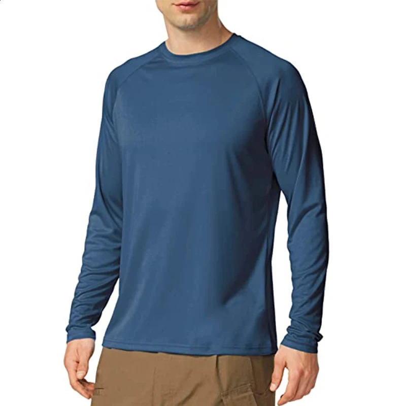 UPF 50 Long Sleeve T-shirt Mens UV Sun Protection Quick Dry Breathable Sunscreen T-shirt Hiking Fish Performance Tops UV-Proof 240820