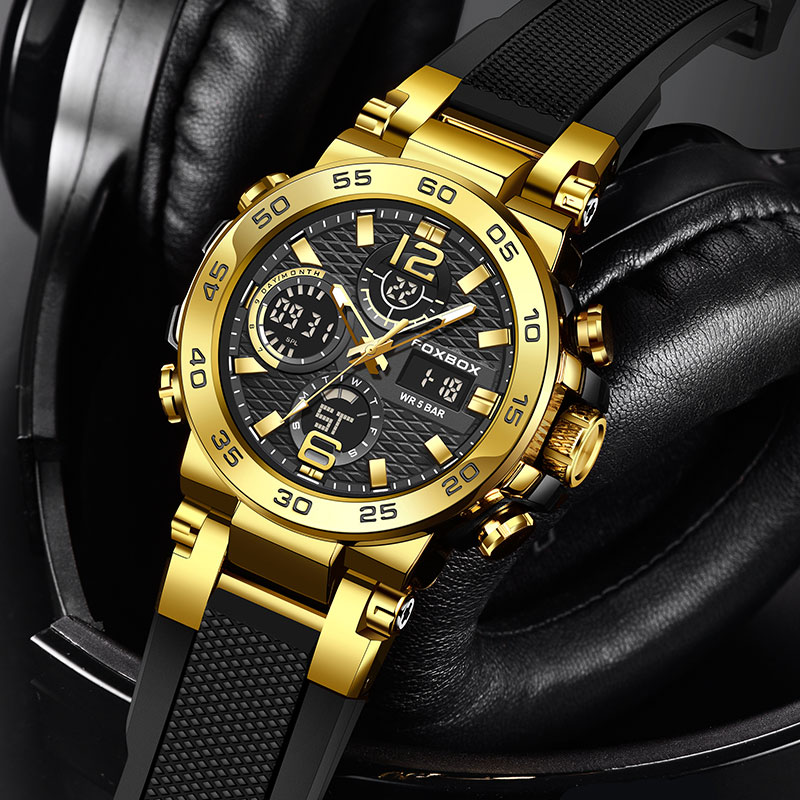 LIGE Business Watch Men Fashion Diver Watch Men Top Brand Luxury Sport Waterproof Military Chronograph Quartz electronic dual display watch Teen clock - view 5