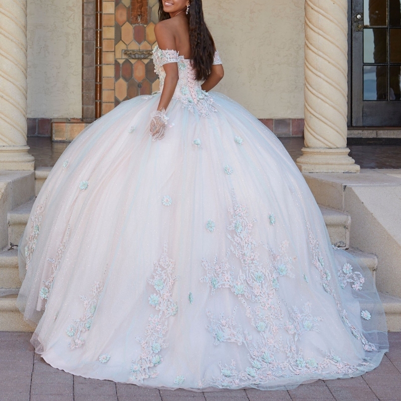 Sexy Sweetheart Quinceanera Dress Ball Gown 3D ral Applique Beading Tull Corset Sweet 16 Vestidos De 15 Anos
