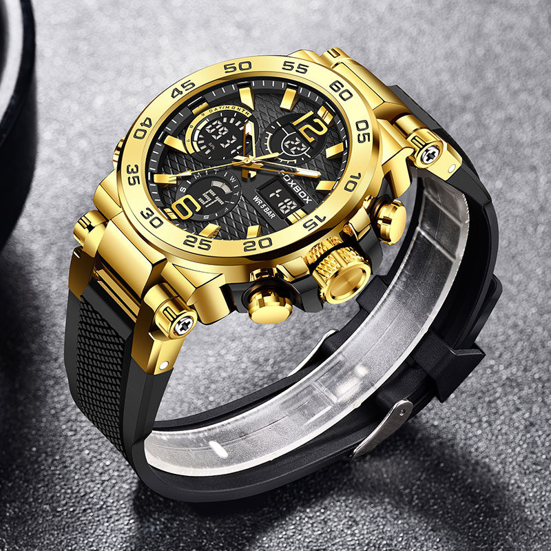 LIGE Business Watch Men Fashion Diver Watch Men Top Brand Luxury Sport Waterproof Military Chronograph Quartz electronic dual display watch Teen clock - view 6