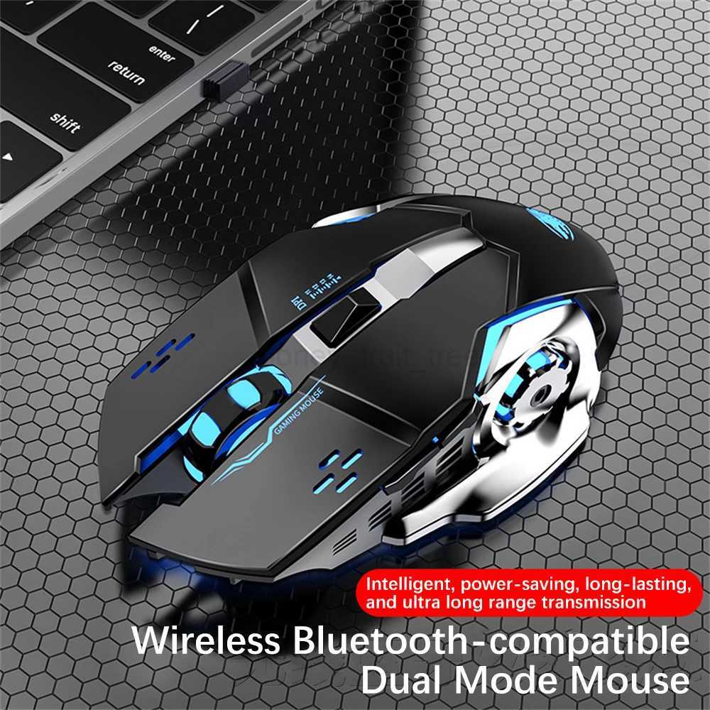 Wireless Silent Mute Gaming Mouse 1600 DPI Optical LED Backlit USB Rechargeable Mice 6 Buttons Design For PC LaptopM240725