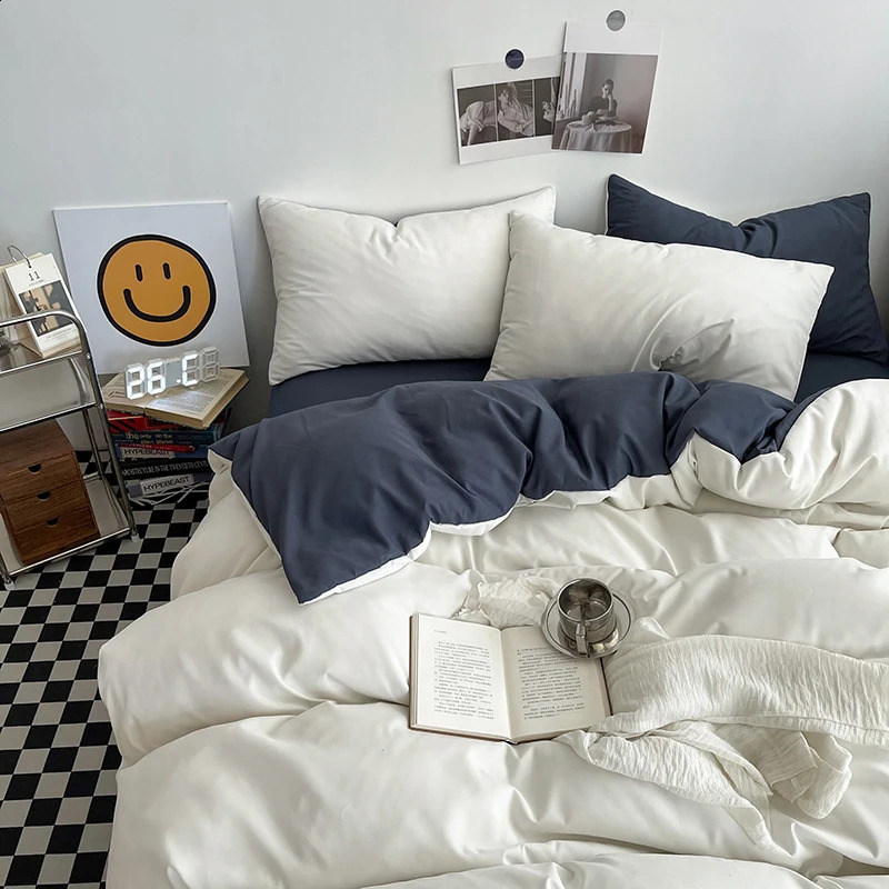 1pc Quilt Cover housse de couette 220x240 White Blue Color Duvet Cover Double Size funda nordica cama 150 Queen/King Bed Cover 240725