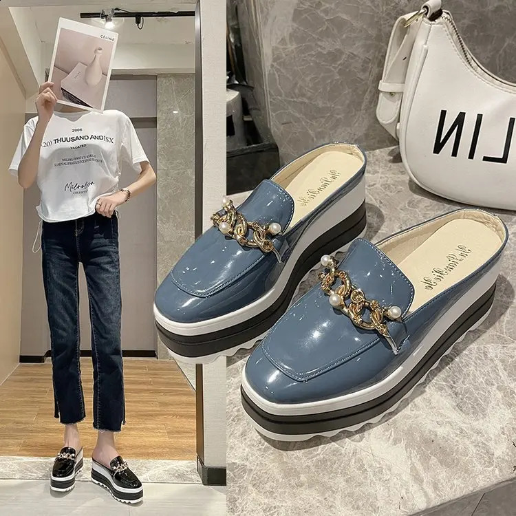 Slippers Ladies Flip Comfortable Rubber Platform Shoes Ladies Casual Round Toe Flat Loafers Flat Autumn Suede Womens Shoes 240708