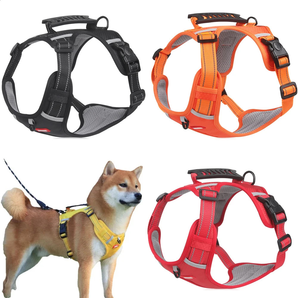 Dog Harness Pet Adjustable Reflective Saddle For Small Medium Dogs Cats No Pull Puppy Breathable Mesh Harnesses Supplies 240724