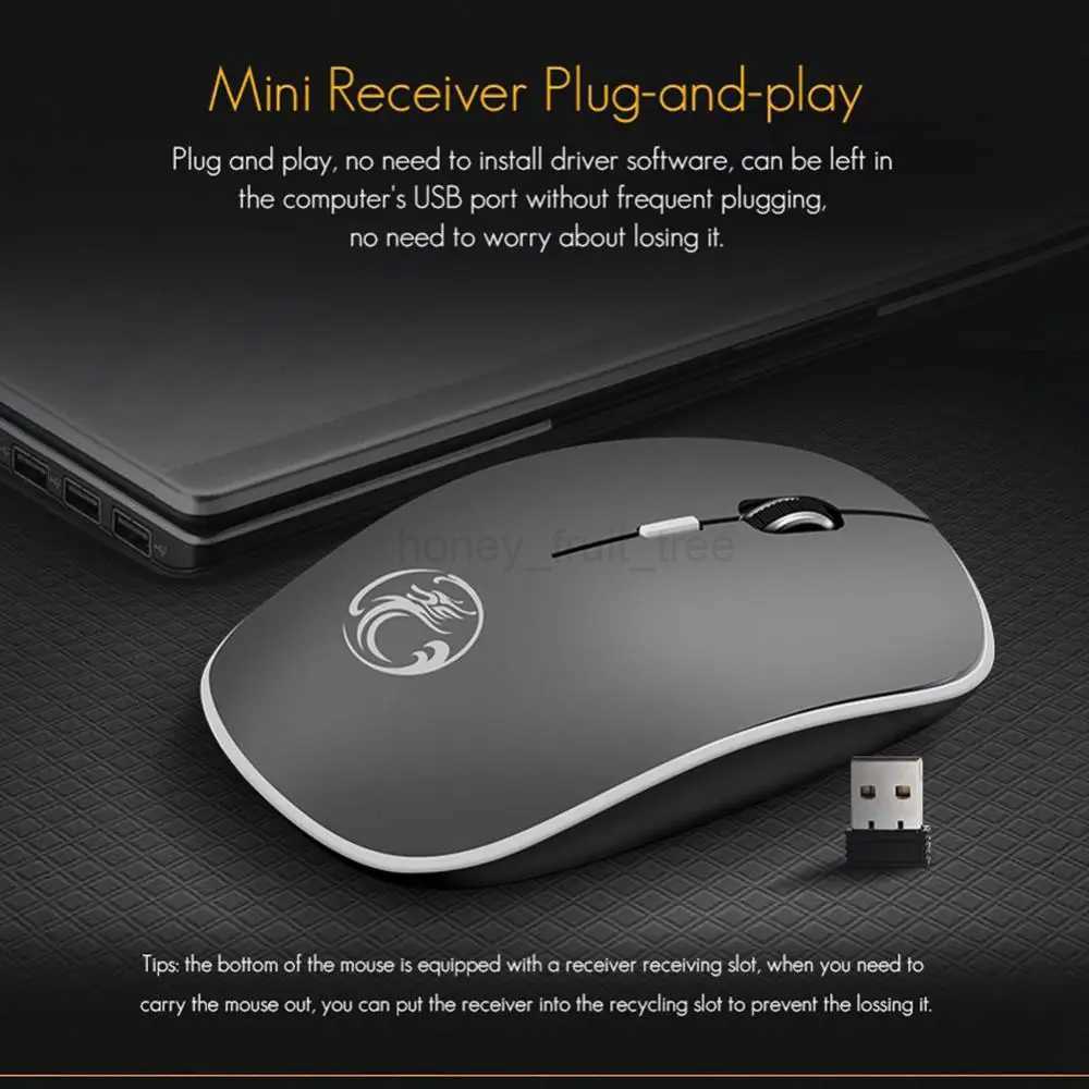 iMice Wireless Mouse Silent Computer Mouse 1600 DPI Ergonomic Mause Noiseless Sound USB PC Mice Mute Wireless Mice for LaptopM240725