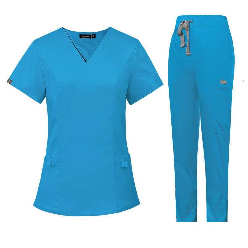 Womens Two Piece Pants Scrubs For Women Uniform Zip Up Figs Set New Arrival Product Non-Ironing Show Thinness Long Versatile Printing Dhfsz