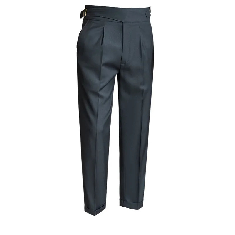 Mens Naples waist business casual fashion retro Ankle length suit pants for gentlemen Trousers 240828