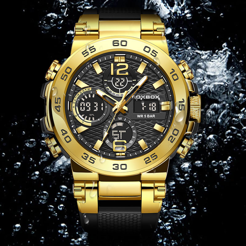 LIGE Business Watch Men Fashion Diver Watch Men Top Brand Luxury Sport Waterproof Military Chronograph Quartz electronic dual display watch Teen clock - view 3