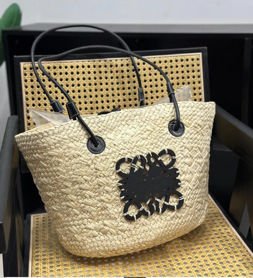 Designer Straw Basket fashion Bag Handwoven Crossbody Beach Tote Summer Ladies black Handbag woven bag purse Evening Bag