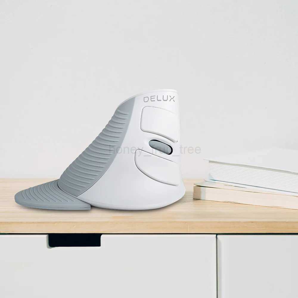 Delux M618GX White Ergonomic Vertical Mouse 6 Buttons Wireless 2.4Ghz Mice Suitable for PC and LaptopM240725