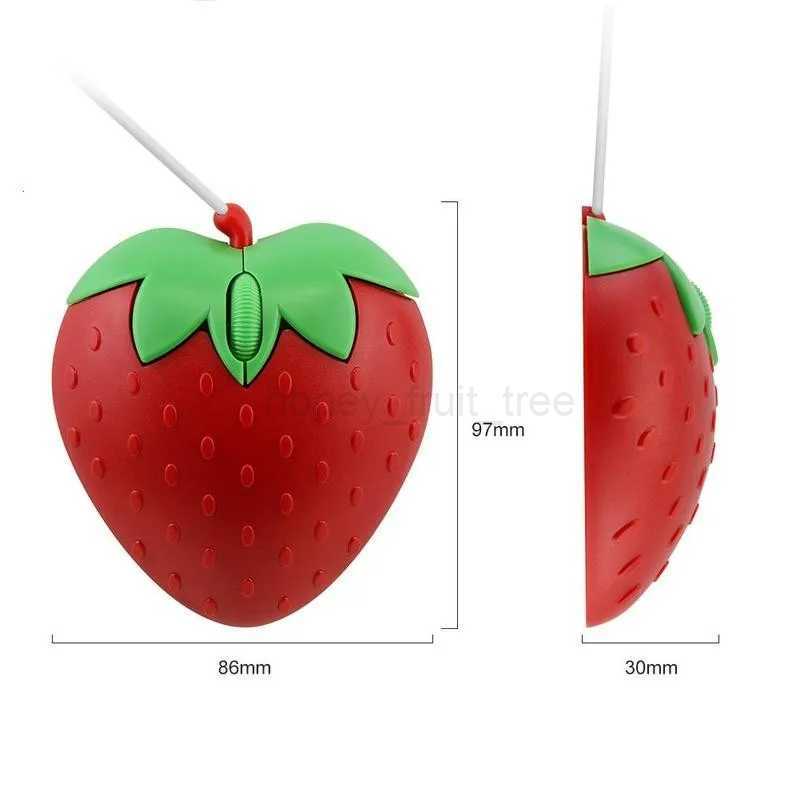 3D Mini Cute Cartoon Strawberry Wired Mouse USB Optical Mice For Laptop PC Gamer Girl Strawberry Mouse Computer Mouse GamingM240725