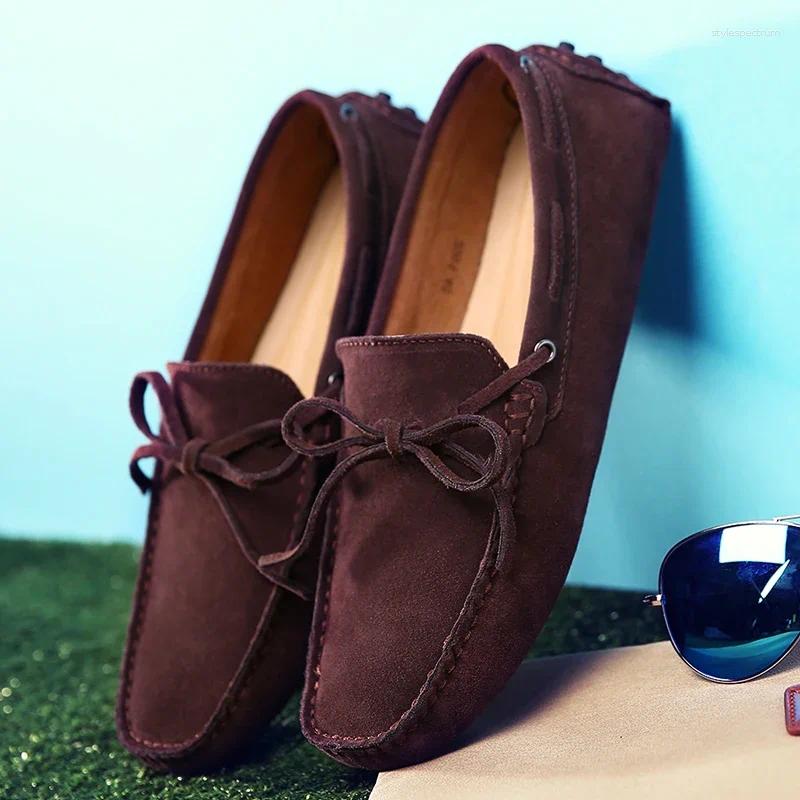Casual Shoes Luxury Men Loafers Soft Moccasins Summer High Quality Mens Genuine Leather Suede Driving Flats Big Size 38-49