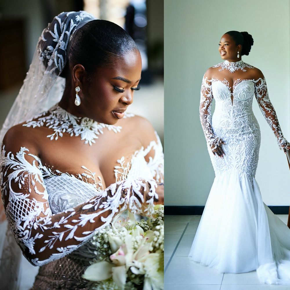 Vintage High Neck Lace Modest Wedding Dress With Long Illusion Boho Ral Bridal Gowns Full Sleeves Bohemian Vestido De Novia Custom Made 6660312