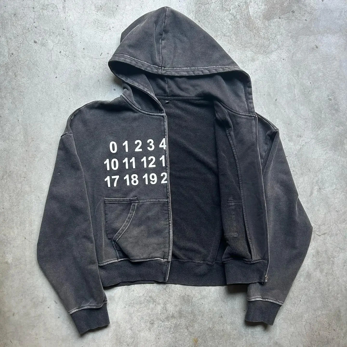 Ultra fine hoodie womens washed out skeleton printed jacket American retro zipper cardigan streetwear Y2k clothing 240809