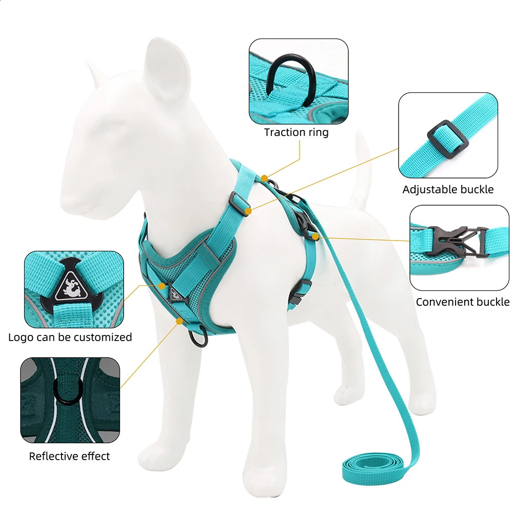 Dog Harness Puppy Cat No Pull Breathable Mesh Reflective Saddle For Small Medium Dogs Cats Adjustable Pug Pet Supplies 240724