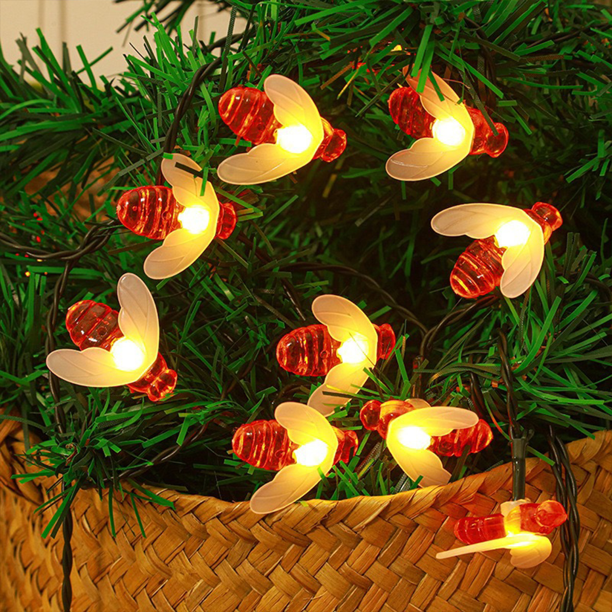 led solar bee light string patio outdoor waterproof decoration ambient light flashing lights string lights