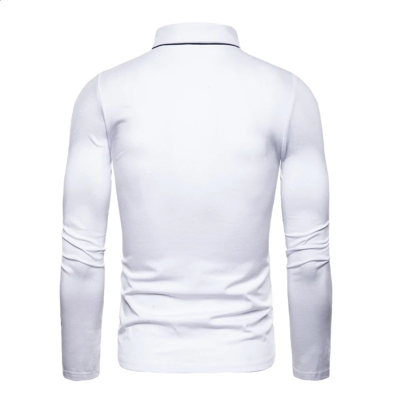 Spring Autumn Mens Polo Shirts Long Sleeve Business Casual Tops Lapel Pullover T-Shirts 240820