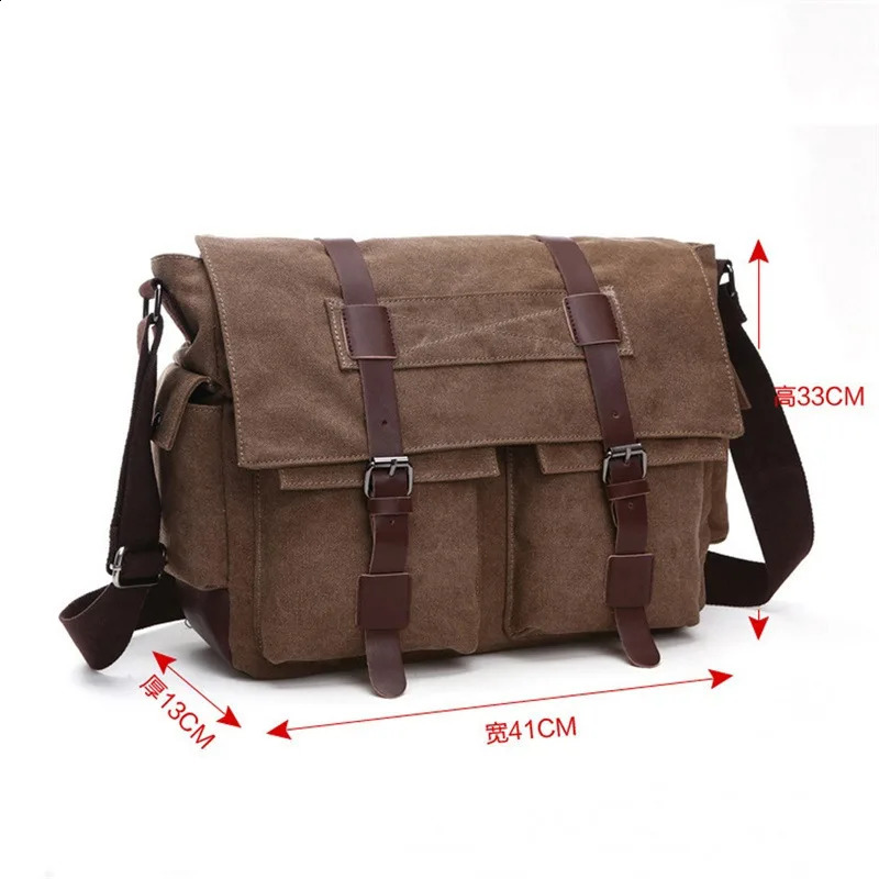 Men Business Messenger Bags For Shoulder Bag vintage Canvas Crossbody Pack Retro Casual Office Travel 240723