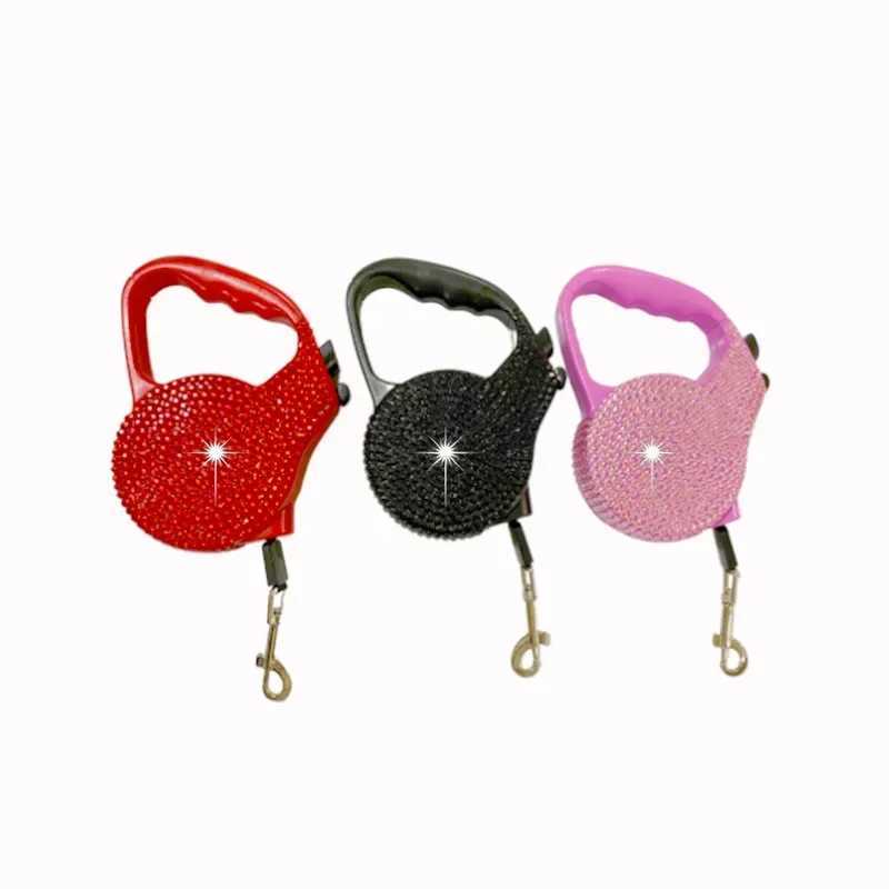 Rhinestone Pet Traction Rope Dog Garbage Bag Dispenser Bone Shaped Portable Pet Cleaning Supplies Retractable Dog Walking RopeL240725