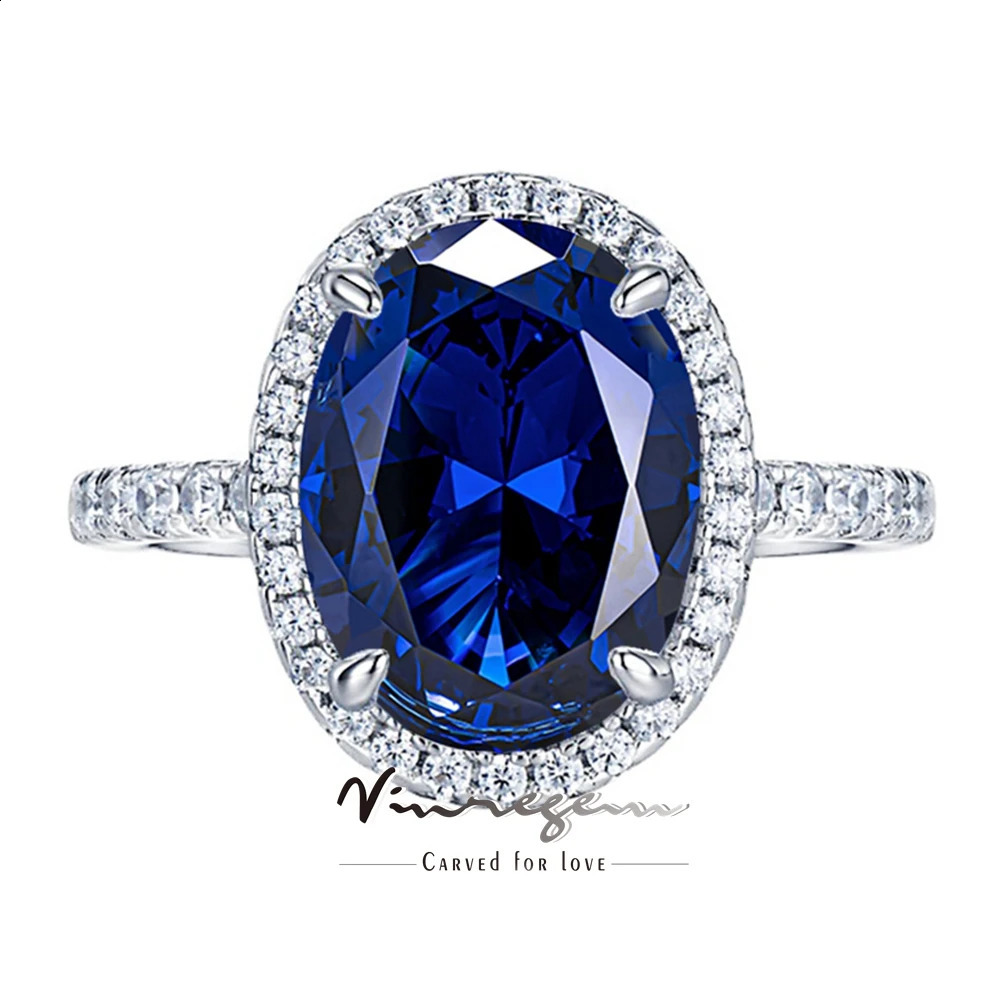 Vinregem 8*10 MM Oval Cut Sapphire High Carbon Diamond Gemstone Women Ring 925 Sterling Silver Wedding Engagement Fine Jewelry 240723