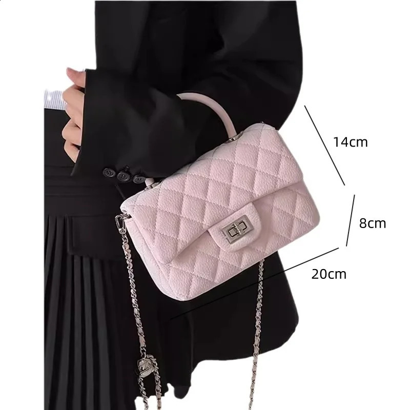 Highend Leather Crossbody Bags for Women Simple Rhombic Sewing Small Square Fashion Flap Ladies Chain Handheld Handbags 240724 c6c9