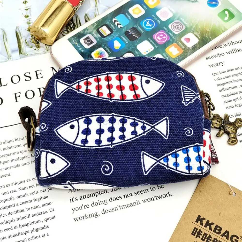Retro Cat Small Canvas Mini Bag Women Coin Purses Kawaii Short Wallet Girls Purse Card Bags Womens Hand Purses for Ladies KidsXJ240725