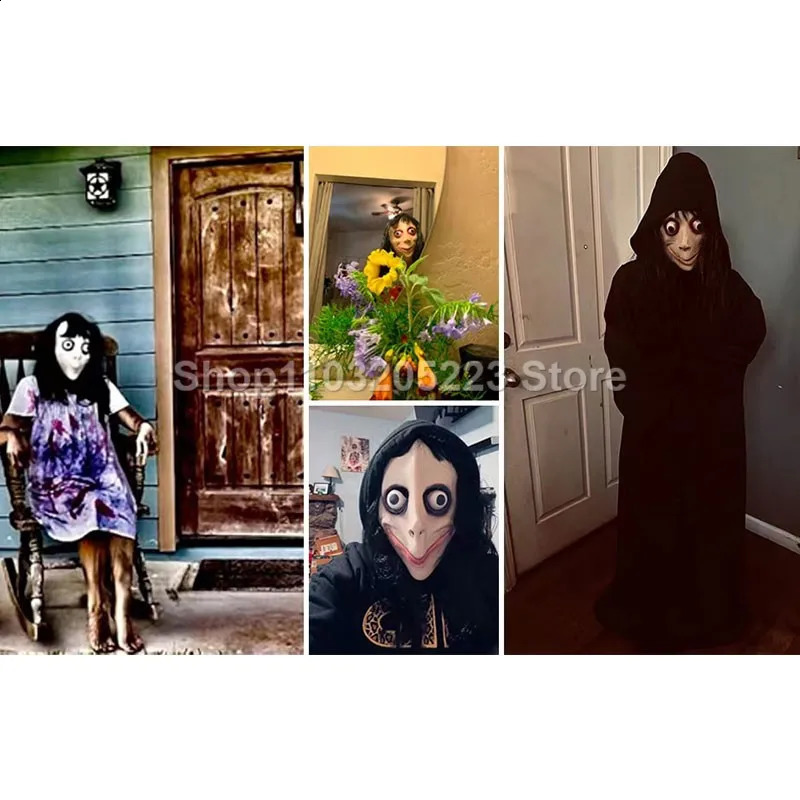 Halloween Devil Head Mask Long Wig creepy latex female mask suitable for role-playing party props 240724